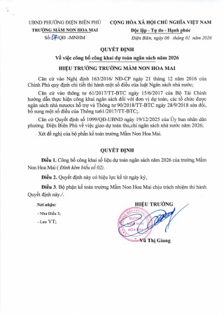 Công khai dự toán ngân sách năm 2026